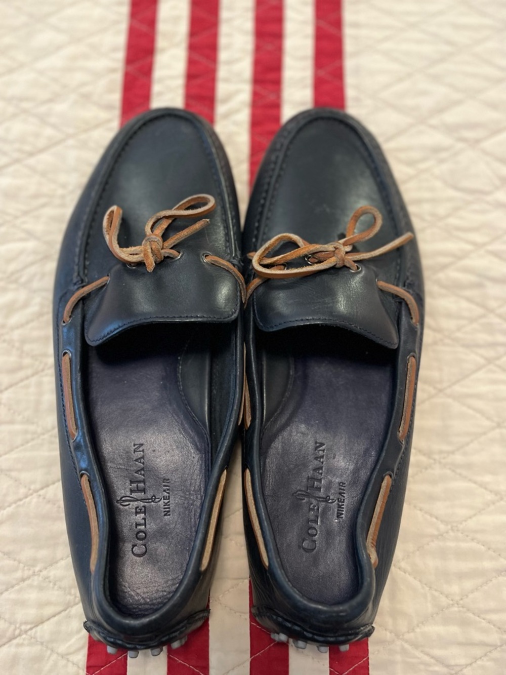 Cole Haan Navy Blue Leather Driving Moccasin Boat Shoe